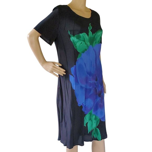 Vintage JEFFREY & DARA Hawaiian Tropical Shift Dress Women's 14 Floral Rayon USA - Picture 3 of 12